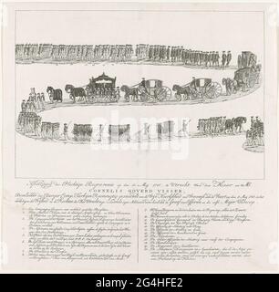 . Funerale di Cornelis Govert Visscher, comandante della cittadinanza di Utrecht Encompagnie Turchia, fabbricato nella lotta a Vreeswijk il 9 maggio, a Utrecht il 15 maggio 1787. Processione funeraria in tre file. Sulla foglia sotto il piatto la leggenda 1-20 dei partecipanti alla processione. Foto Stock