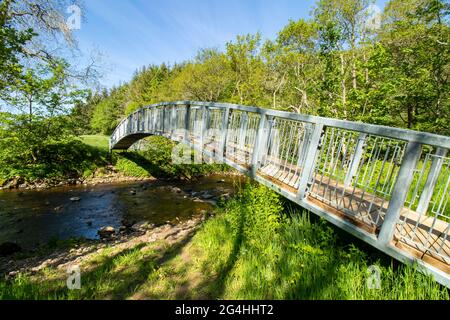 Moderno ponte pedonale in campagna vicino a Hexham Northumberland Foto Stock