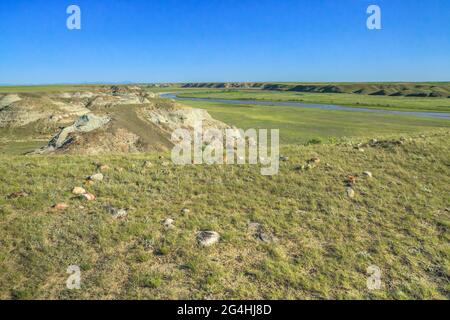 anello di tipi sopra la valle del fiume latte vicino havre, montana Foto Stock