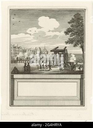 . La conquista del ponte di hamburger gatto per l'isola di Kattenburg sull'arancio ribelle famoso dai cittadini armati di Amsterdam, 30 maggio 1787. Foto Stock