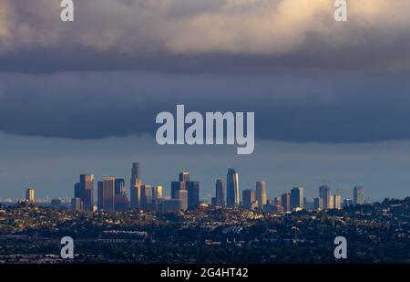 Centro di Los Angeles da una distanza Foto Stock