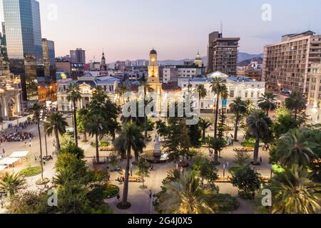 Plaza de Armas a Santiago, Cile Foto Stock