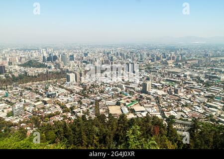 Veduta aerea di Santiago del Cile. Foto Stock