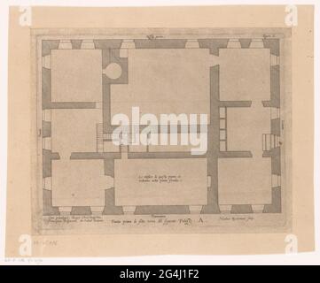 Mappa del seminterrato di Palazzo Carrega-Cataldi a Genova; pianta prima sotto il terreno del Palazzo successivo. A.; edifici di Genova / Palacchi antichi. Con la spiegazione di Italiaand. Foto Stock