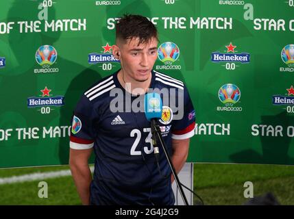 Londra, Regno Unito. 18 giugno 2021 - Inghilterra contro Scozia - UEFA Euro 2020 Group D Match - Wembley - Londra Billy Gilmour dopo la partita dell'Inghilterra contro la Scozia nei Campionati europei UEFA 2020. Gilmour più tardi testato positivo per Covid 19 Picture Credit : © Mark Pain / Alamy Live News Foto Stock