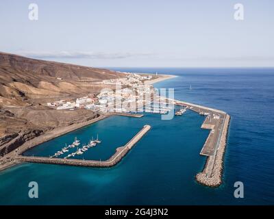 Morro Jable vista aerea porto, Fuerteventura Foto Stock