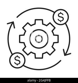 efficienza della produzione icona costi vettoriali simbolo di ottimizzazione per grafica, logo, sito web, social media, app mobile, illustrazione dell'interfaccia utente. Illustrazione Vettoriale