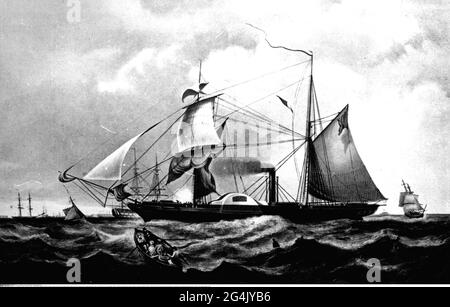 Trasporto / trasporto, navi, navi da guerra, Steam Sloop HMS 'Ciclopi', build 1839, Woolwich Naval Dockyard, ARTIST'S COPYRIGHT NON DEVE ESSERE ELIMINATO Foto Stock