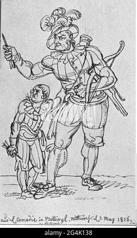 Tell, William, + presumibilmente 1354, leggendario eroe nazionale svizzero, con suo figlio, dal gioco Tell, Boswil, ARTISTA DEL DIRITTO D'AUTORE NON DEVE ESSERE ELIMINATO Foto Stock