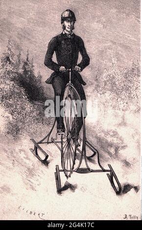 Trasporto / trasporto, biciclette, penny-farthing, slitte velocipede, IL COPYRIGHT DELL'ARTISTA NON DEVE ESSERE ELIMINATO Foto Stock
