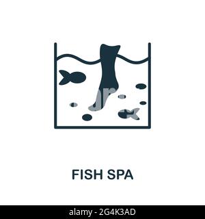 Icona Fish Spa. Elemento semplice monocromatico dalla raccolta della terapia. Creative Fish Spa icona per web design, modelli, infografiche e altro ancora Illustrazione Vettoriale