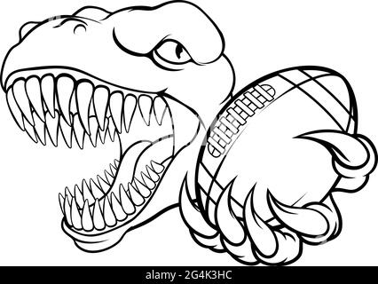 Dinosauro Football Americano Sport Animali mascotte Illustrazione Vettoriale