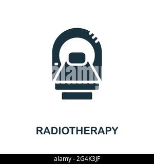 Icona radioterapia. Elemento semplice monocromatico dalla raccolta della terapia. Icona Creative Radiotherapy per web design, modelli, infografiche e altro ancora Illustrazione Vettoriale