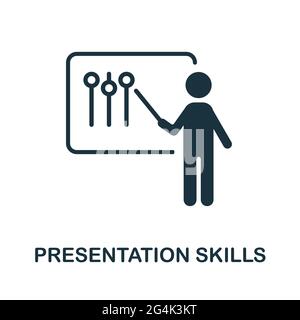 Icona delle abilità di presentazione. Elemento semplice monocromatico della raccolta soft skill. Icona Creative Presentation Skills per web design, modelli Illustrazione Vettoriale