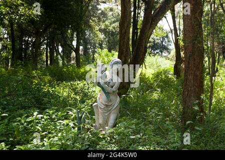 Una statua nel giardino di una vecchia casa coloniale su terra all'angolo di Warai South Road e Dagoretti Road, a Karen, Nairobi. Che è il pr Foto Stock