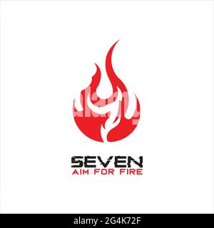 Sette obiettivi per la combinazione di logo fuoco piatto esclusiva ispirazione di design Illustrazione Vettoriale