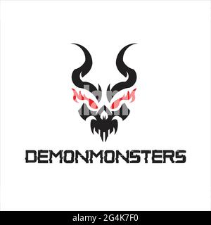 Ispirazione esclusiva dal design del logo dei mostri demoni Illustrazione Vettoriale