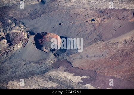 Isola di Reunion: Vista aerea del vulcano Piton de la Fournaise Foto Stock