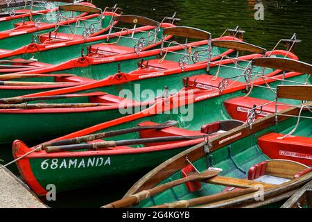 Il viadotto di Knaresborough, costruito per trasportare i treni attraverso il fiume Nidd fino alla stazione di Knaresborough. Girato da sotto le rovine del castello di Knaresborough. Foto Stock
