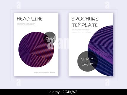 Set di modelli per il design di copertine alla moda. Astratto viola Illustrazione Vettoriale