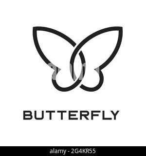 Vettore di design con logo Butterfly con semplice ispirazione minimalista ed esclusiva Illustrazione Vettoriale