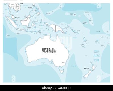 Mappa australiana - disegnata a mano in stile cartoon Illustrazione Vettoriale