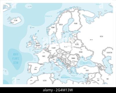 Cartina dell'Europa - stile cartoon disegnato a mano Illustrazione Vettoriale