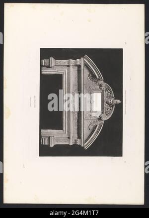 Produzione fotografica di un disegno, che rappresenta il tipo di una porta (presumibilmente) nel Palais des Tuileries a Parigi; Ministère d'état; Palais du Louvre et des Tuileries. . Foto Stock