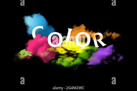 Banner multicolore luminoso e realistico sotto forma di nuvole testurizzate multicolore. Illustrazione Vettoriale