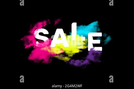 Banner multicolore luminoso e realistico sotto forma di nuvole testurizzate multicolore. Illustrazione Vettoriale