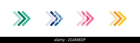 Frecce icone di set colorate. Icona freccia. Raccolta vettore freccia. Freccia. Frecce semplici e moderne. Illustrazione Vettoriale