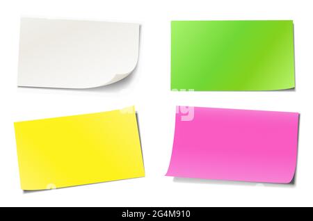 Set di quattro note adesive colorate vuote Illustrazione Vettoriale