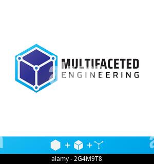 Progettazione di logo di una società di ingegneria dalle molteplici sfaccettature. Fit for Development Company, Consultant, Provider Services, Manufacturing, ecc. Illustrazione Vettoriale