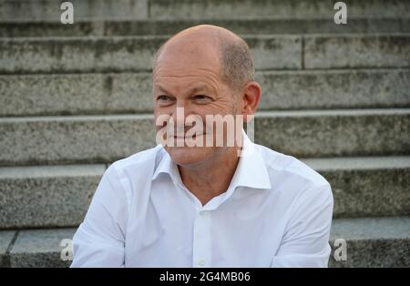 OLAF Scholz, 21. Juni 2021, Berlino (nur fuer redaktionelle Verwendung. Keine Werbung. Referenzdatenbank: http://www.360-berlin.de. © Jens Knappe. Bil Foto Stock