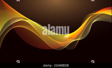 Swaying linee ondulate Abstract Wave sfondo marrone Abstract lucido dorato elemento di design ondulato Illustrazione Vettoriale