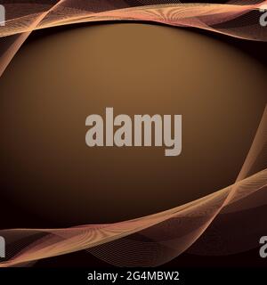 Swaying linee ondulate Abstract Wave sfondo marrone Abstract lucido dorato elemento di design ondulato Illustrazione Vettoriale