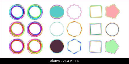 Cornice colorata in stile multiplo come insieme di elementi di progettazione grafica Illustrazione Vettoriale
