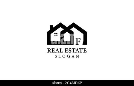 Alphabet F Real Estate Monogram Vector Logo Design, lettera F Casa icona modello Illustrazione Vettoriale