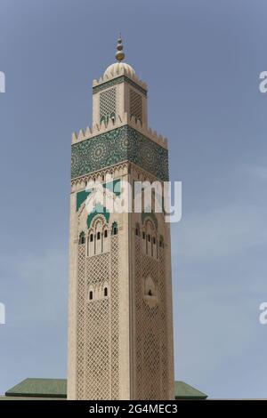 Minareto di Hassan 2 Moschea, Casablanca, Marocco Foto Stock