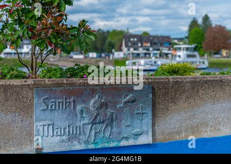 Traghetto sul fiume Reno tra Linz e Remagen, Renania-Palatinato, Getrany Foto Stock