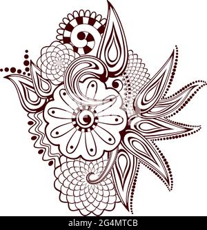 Paisley flowers mehndi design-abstract, EPS8 - grafica vettoriale. Illustrazione Vettoriale