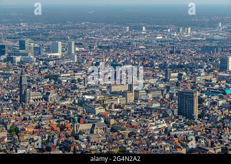 Panoramica aerea della città di Anversa in Belgio Foto Stock