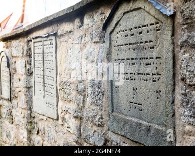 Rothenburg ob der Tauber Franconia/Germania: Lapidi ebraiche che ricordano la comunità ebraica della città Foto Stock