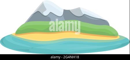 Isola in oceano icona. Cartoon of Island in Ocean Vector icona per il web design isolato su sfondo bianco Illustrazione Vettoriale