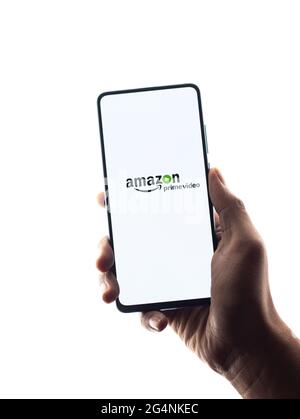 Logo Amazon prime video sull'immagine stock dello schermo del telefono. Foto Stock