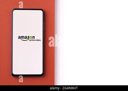 Logo Amazon prime video sull'immagine stock dello schermo del telefono. Foto Stock