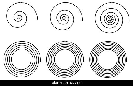 Semplici icone o segni a spirale, diverse versioni Illustrazione Vettoriale