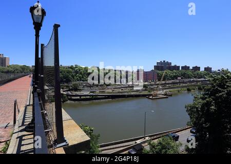 L'Old Croton Aqueduct High Bridge che ha fornito acqua a New York City, Bronx, New York Foto Stock