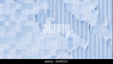 Parete bianca con rappresentazione 3d astratta con motivo stucco Foto Stock