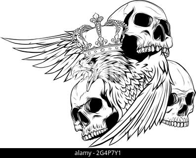 Illustrazione vettoriale di re Eagle e Skulls Illustrazione Vettoriale